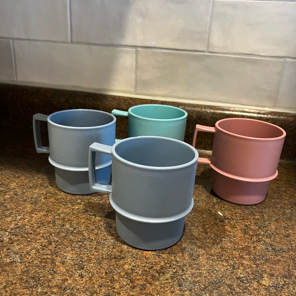 Vintage Tupperware stacking cups pastel